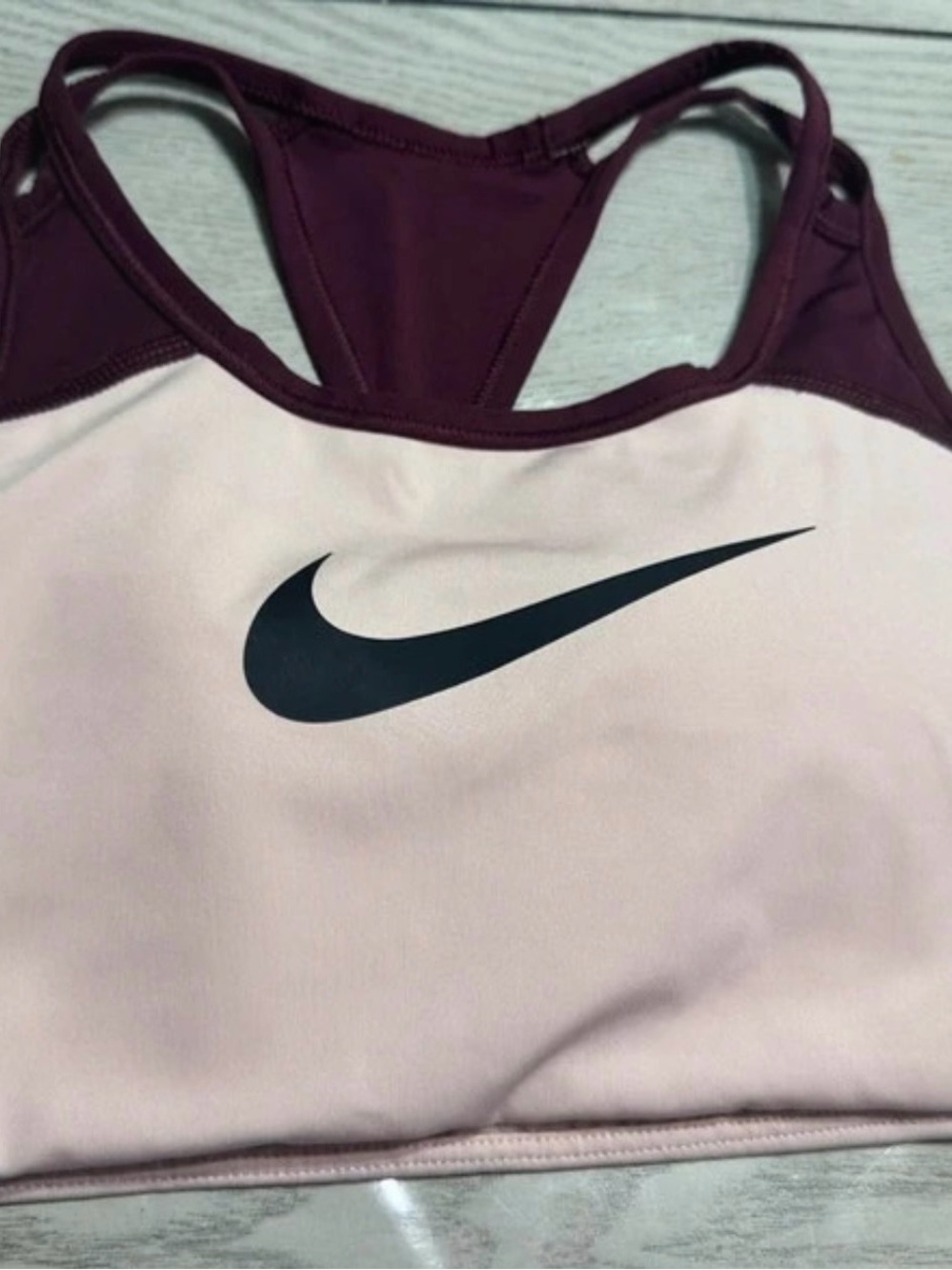 Nike Light Pink and Burgundy Racerback Sports Bra